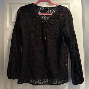 Sheer lace long sleeve blouse